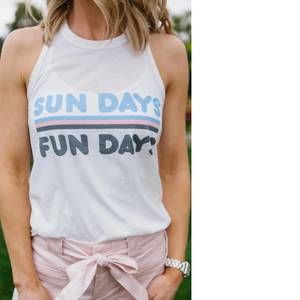Nwt pj salvage peachy party graphic tank in ivory "sundays fun days"